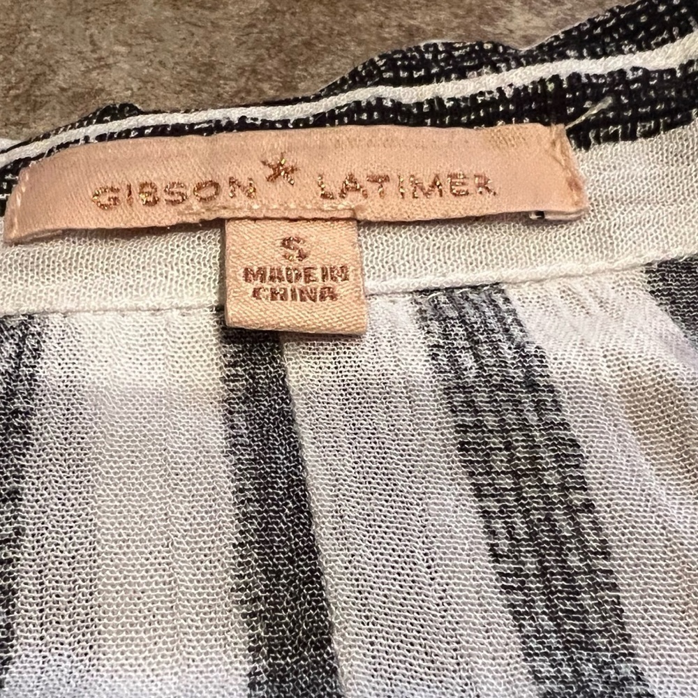 Gibson Latimer Striped Button Down Tunic Top 3/4 … - image 4